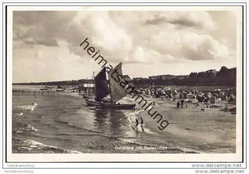Kiel - Ostseestrand mit Badeanstalt - Foto-AK 30er Jahre