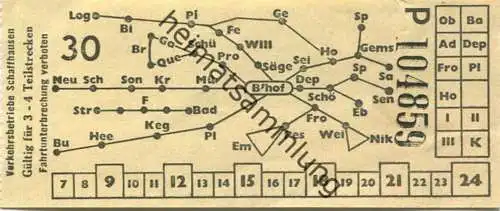 Schweiz - Verkehrsbetriebe Schaffhausen - Fahrschein