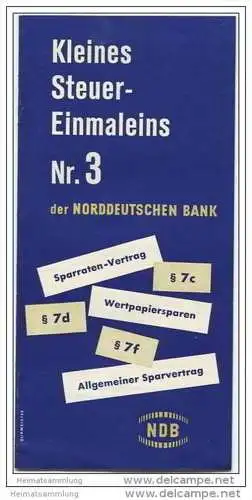 Norddeutsche Bank - Kleines Steuereinmaleins Nr. 3 1954