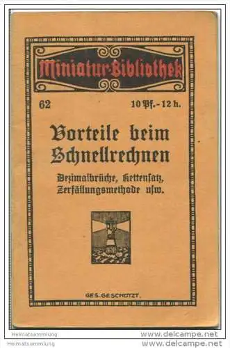 Miniatur-Bibliothek Nr. 62 - Vorteile beim Schnellrechnen - 8cm x 12cm - 48 Seiten