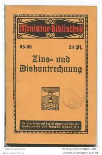 Miniatur-Bibliothek Nr. 95-96 - Zins- und Diskontrechnung - 8cm x 12cm - 56 Seiten