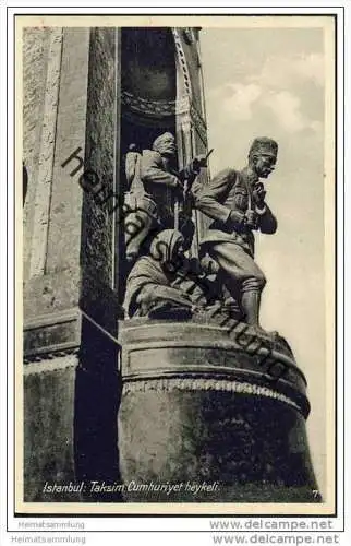 Istanbul - Taksim Cumhuriyet heykeli - Foto-AK 30er Jahre