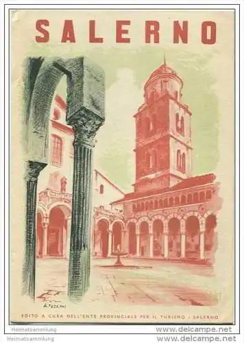 Salerno 50er Jahre - Faltblatt mit 14 Abbildungen teilweise illustriert A. Pezzini - Text italienisch