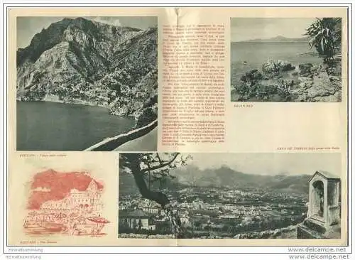 Salerno 50er Jahre - Faltblatt mit 14 Abbildungen teilweise illustriert A. Pezzini - Text italienisch