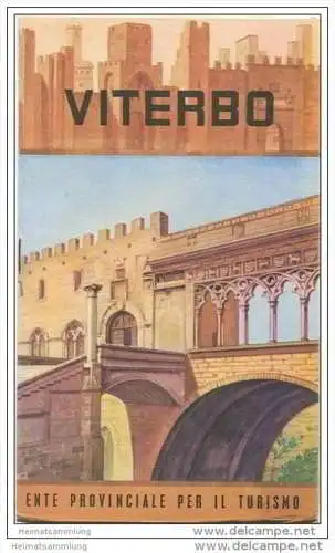 Viterbo - Stadtplan 1952 - rückseitig 8 Abbildungen - Text englisch