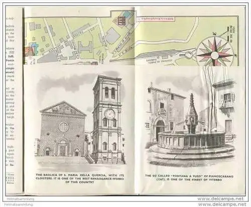 Viterbo - Stadtplan 1952 - rückseitig 8 Abbildungen - Text englisch