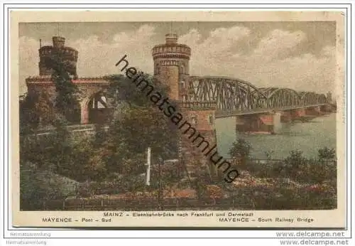 Mainz - Eisenbahnbrücke nach Frankfurt und Darmstadt ca. 1920