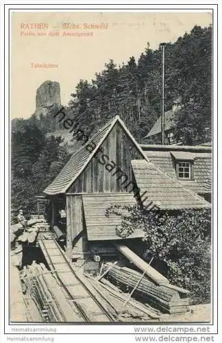 Rathen - Sägewerk - Partie aus dem Amselgrund 1906