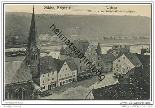 Wehlen - Blick von der Ruine auf den Marktplatz ca. 1905