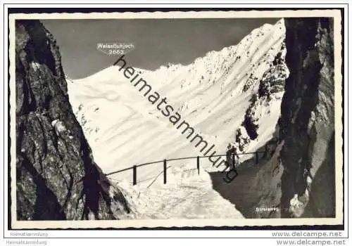 Strelaweg - Felsenweg beim Strelapass mit Blick gegen Hauptertäli und Weissfluhjoch - Foto-AK