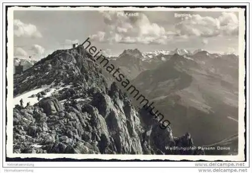 Weissfluhgipfel gegen Piz Kesch und Berninagruppe - Foto-AK