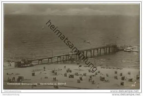 Ostseebad Swinemünde - Seebrücke und Strand - Foto-AK