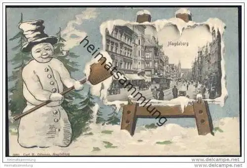 Magdeburg - Breiteweg - Schneemann 20er Jahre