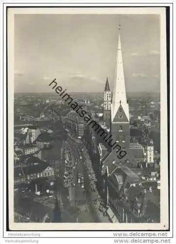 Hamburg - Blick vom Rathausturm in die Mönckebergstrasse - Foto-AK Grossformat