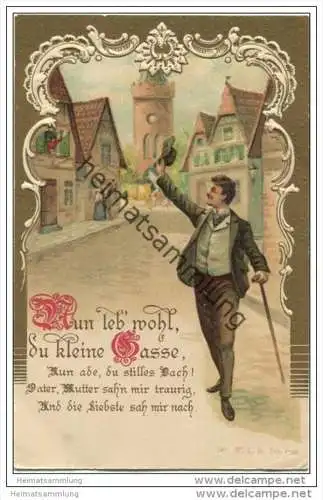 Spruchkarte - Abschied - Prägedruck ca. 1900