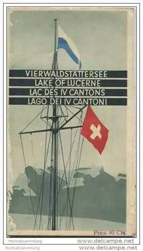 Vierwaldstättersee 30er Jahre - Faltblatt mit 14 Abbildungen - Touristenkarte bearbeitet Art. Institut Orell Füssli