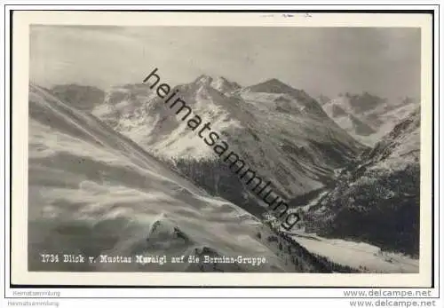 Blick auf die Bernina-Gruppe von Muottas-Muraigl - Foto-AK 1933