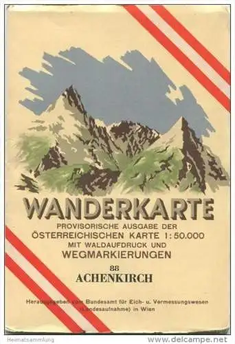 88 Achenkirch 1953 - Wanderkarte mit Umschlag - Provisorische Ausgabe der Österreichischen Karte 1:50.000 - Herausgegebe