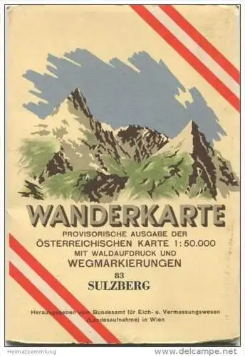 83 Sulzberg 1953 - Wanderkarte mit Umschlag - Provisorische Ausgabe der Österreichischen Karte 1:50.000 - Herausgegeben