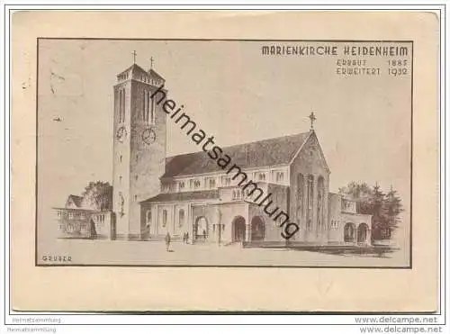 Heidenheim an der Brenz - Marienkirche - Künstlerkarte signiert Gruber