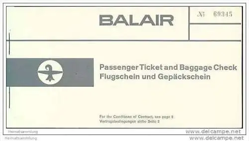Balair 1960 - Basel Brussel Basel