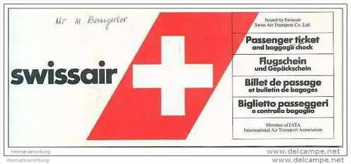 Swissair - Zurich Seoul Zurich 80er Jahre