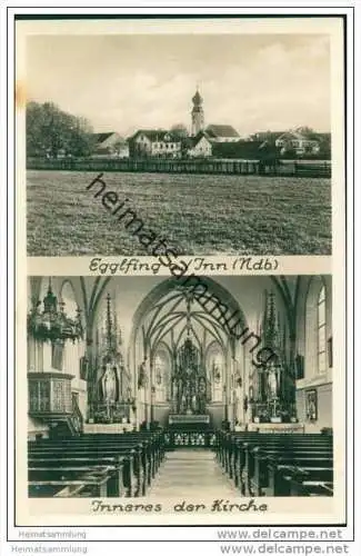 Egglfing - Gesamtansicht - Inneres der Kirche - Foto-AK