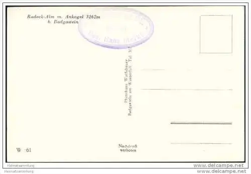 Radeck-Alm mit Ankogel bei Badgastein - Foto-AK 30er Jahre
