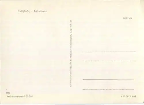 Suhl - Kulturhaus - Verlag Straub & Fischer Meiningen 1961