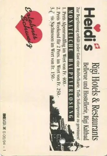 Schweiz - Rigi Bahnen - Vitznau/Weggis Kaltbad und zurück - Fahrkarte 1/2 Taxe 1995