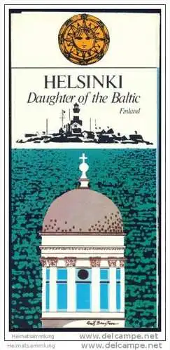 Helsinki 70er Jahre - Faltblatt mit 10 Abbildungen - Stadtplan