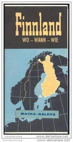 Finnland - wo wann wie 1963 - Landkarte und wissenswertes für den Touristen mit Illustrationen von Hele 62