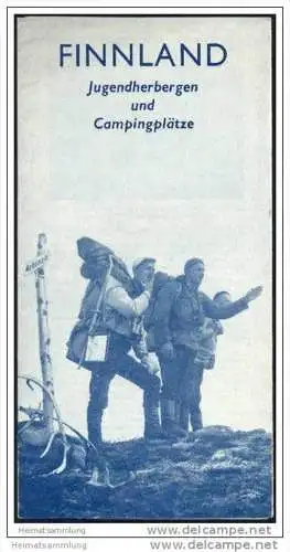 Finnland 1959 - Jugendherbergen und Campingplätze - Faltblatt mit 5 Abbildungen