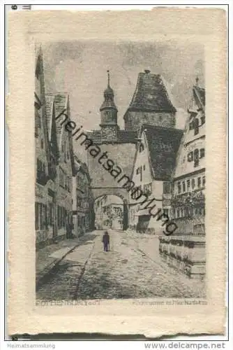 Rothenburg ob der Tauber - Rödergasse mit Marktturm - Original-Radierung Handabzug