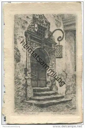 Rothenburg ob der Tauber - Portal am Rathaus - Original-Radierung Handabzug