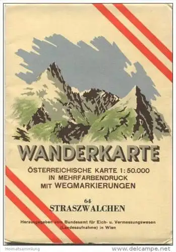 64 Straszwalchen 1948 - Wanderkarte mit Umschlag - Österreichische Karte 1:50.000 - Herausgegeben vom Bundesamt für Eich