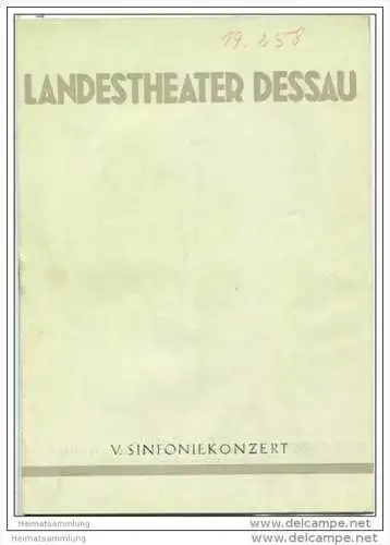 Landestheater Dessau - Spielzeit 1957/58 Nummer 20 - V. Sinfoniekonzert - Mitja Meinel - Dr. Heinz Röttger