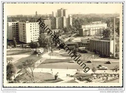 Berlin-Tiergarten - Hansaviertel - Hochhäuser - Bus -  Foto-AK Handabzug