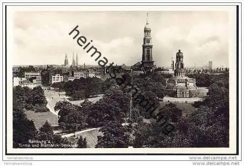 Hamburg - Bismarck-Denkmal - Foto-AK 30er Jahre