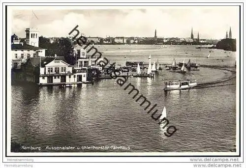 Hamburg - Uhlenhorster Fährhaus und Aussenalster - Foto-AK 30er Jahre