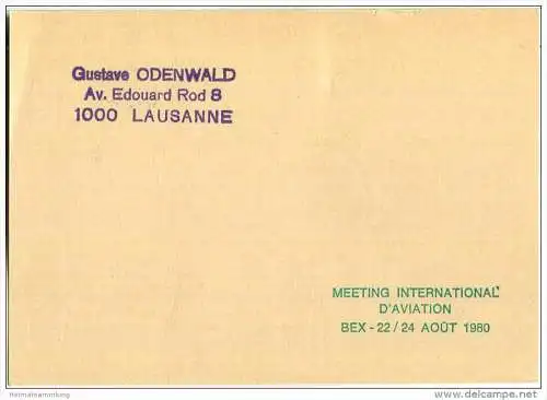 Postkarte 40 Cts Grosse Ziffer - Sonderstempel Meeting International D'Avitation Bex 22 / 24 Aout 1980