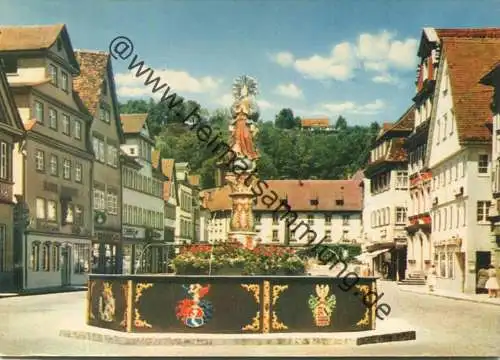 Schwäbisch Gmünd - Marktplatz mit Brunnen - AK Großformat