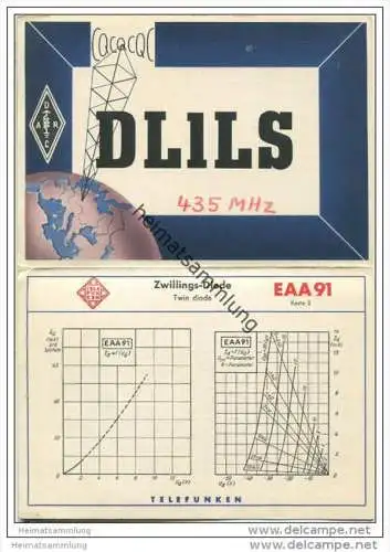 QSL - Funkkarte - DL1LS - Heidelberg - 1960 - Doppelkarte - Telefunken - Clipper-Filter - Zwillings-Diode