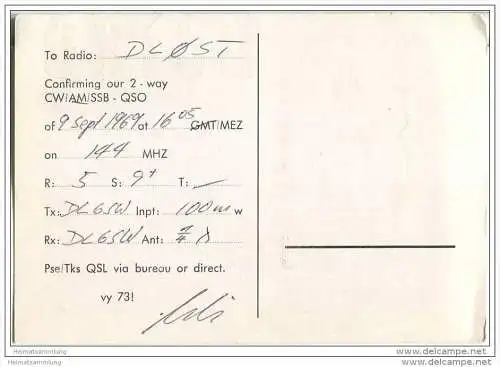 QSL - Funkkarte - DJ1XU - Gengenbach - 1969