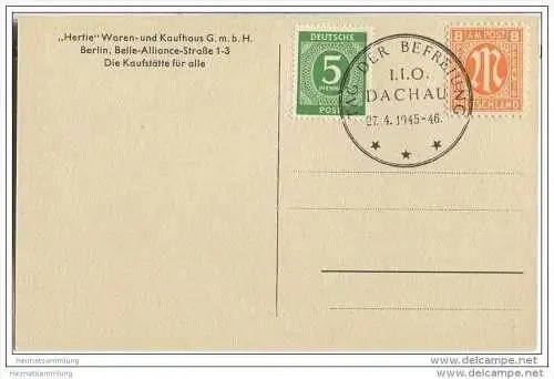 Berlin - Hertie - Belle Alliance Strasse 1-3 - Sonderstempel 1946 Dachau