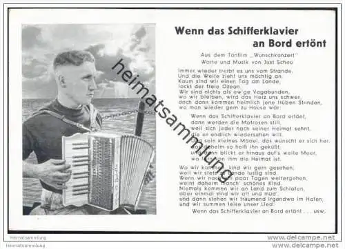 Liederkarte - Wenn das Schifferklavier an Bord ertönt - Worte und Musik von Just Scheu