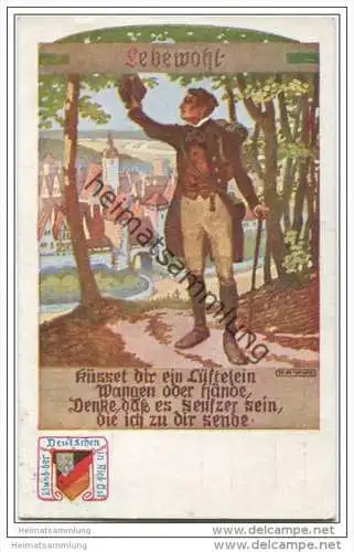 Lebewohl - Bund der Deutschen in Niederösterreich - Künstlerkarte signiert K. A. Wilke - Karte Nr. 37