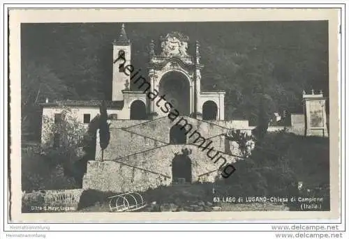 Lago di Lugano - Chiesa di Campione - Foto-AK 20er Jahre