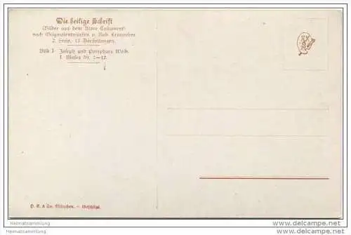 Die Heilige Schrift - Joseph und Potyphars Weib - Künstlerkarte R. Leinweber ca. 1910 - Verlag Hans Kohler &amp; Co. Mün