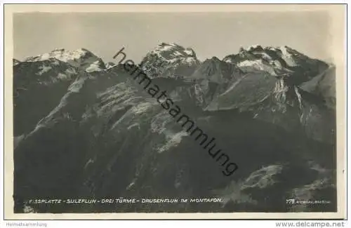 Weissplatte - Sulzfluh - Drei Türme - Drusenfluh im Montafon - Foto-AK - Verlag C. Risch-Lau Bregenz - Rückseite beschri